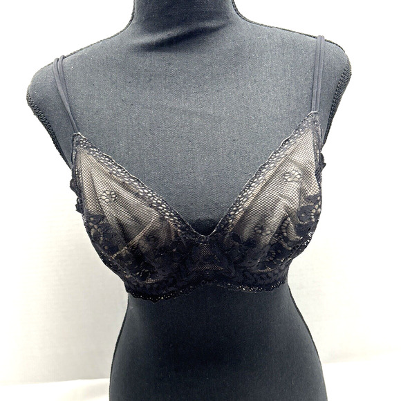 Victoria's Secret Other - Victoria's Secret Angels Bra Black Lace Semi-Sheer Lightly Lined 34D